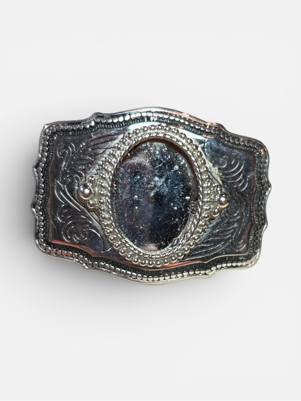 Vintage Ornate Silver-Tone Belt Buckle